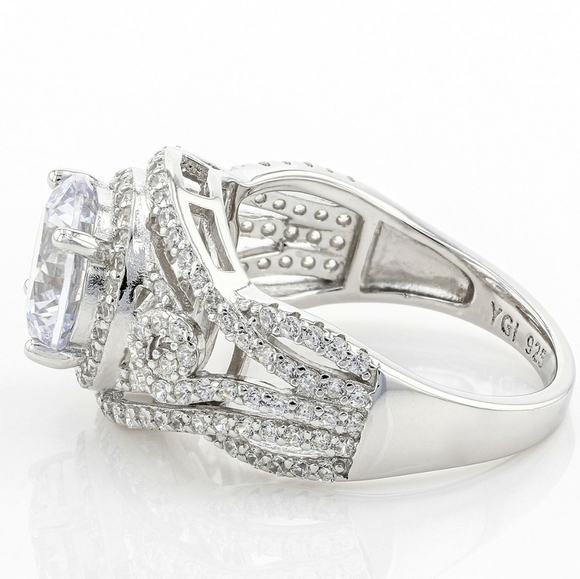 Sz 9, White Cubic Zirconia Rhodium Over Sterling Silver Ring 4.72ctw, NWT - Picture 5 of 15